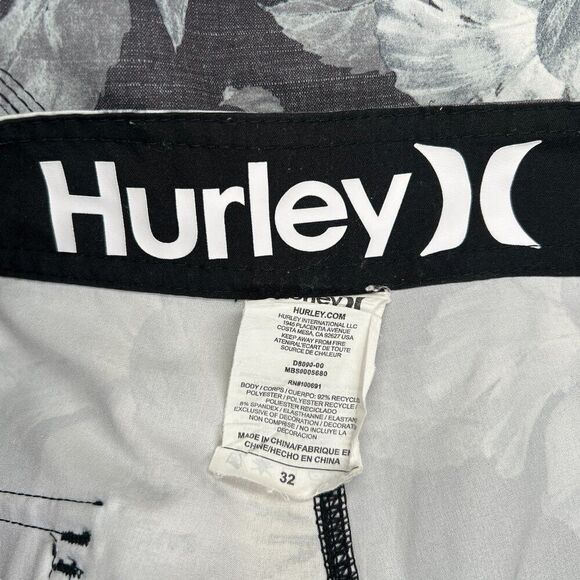 Hurley Men's Size 32 Phantom Black & Gray Floral Print Boardshorts - Picture 10 of 11